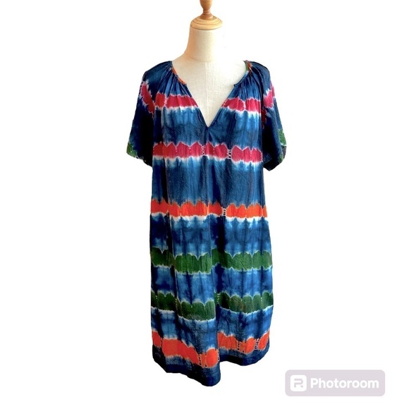 Anthropologie Velvet By Graham & Spencer Striped Tie Dye Mini Dress Size Small - Picture 2 of 11
